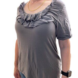 Club Monaco Ruffle-Neck Top Size M
